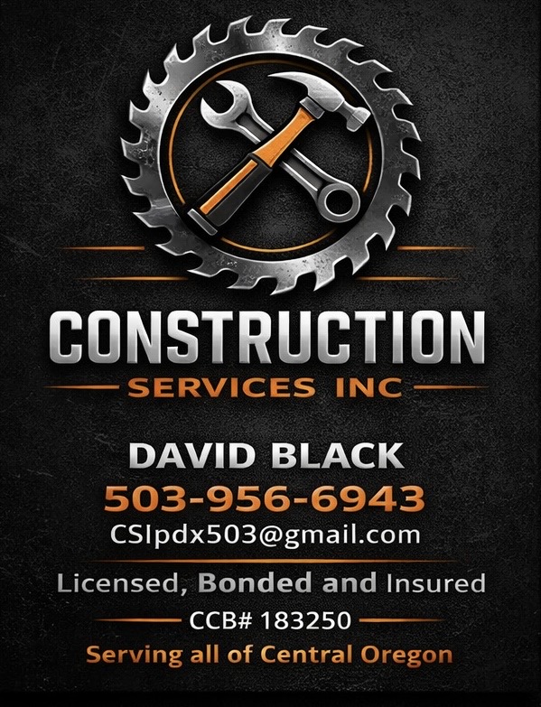 Construction Services Inc — David Black business card